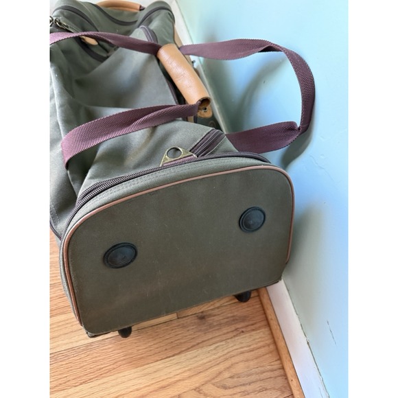 L.L. Bean Green Duffle Bags for sale | eBay VTG LL Bean Rolling Duffel Bag Canvas Green Leather Trim‎ Embroidered Carryon